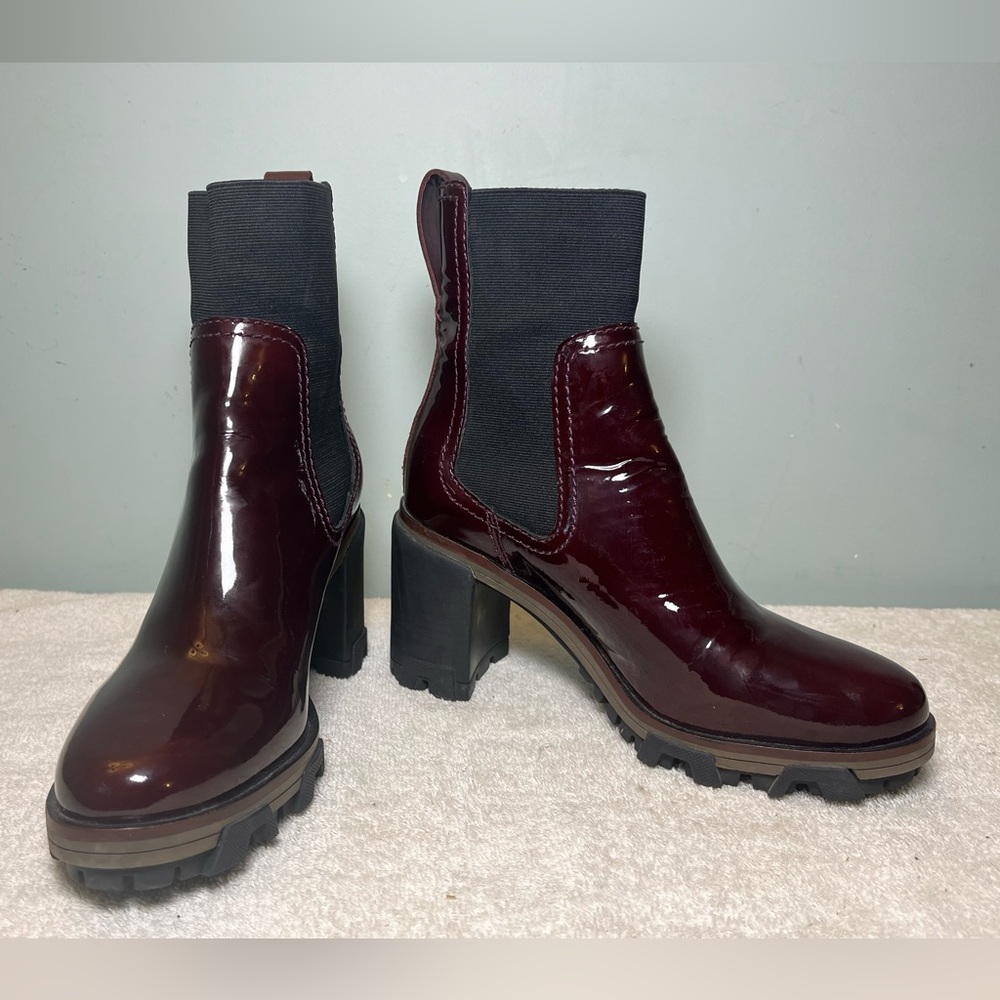 Rag And Bone Shiloh High Heel Platform Leather Boots Merlot Size 36.5 & US 6.5